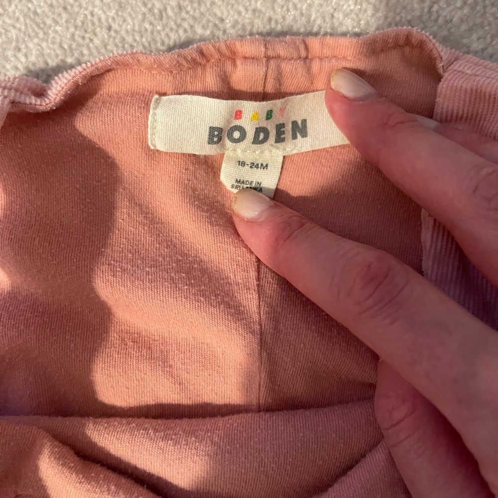 Boden Like New Pink Bunny Corduroy Overalls Sz 18-24M - Picture 3 of 4